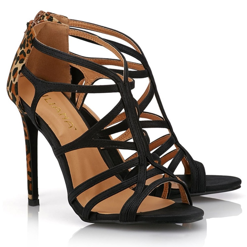 New Liliana Leopard Print Cage Heels Shoes - Picture 3 of 4